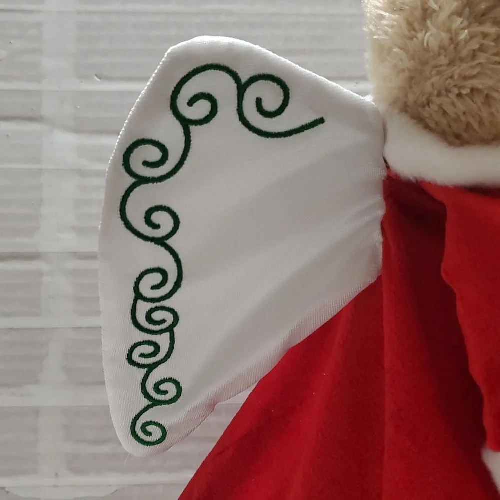 ANGEL Teddy Bear tree Topper  in Red Santa Outfit